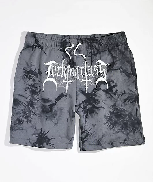 Lurking Class by Sketchy Tank Tomb Black & Grey Tie Dye Sweat Shorts