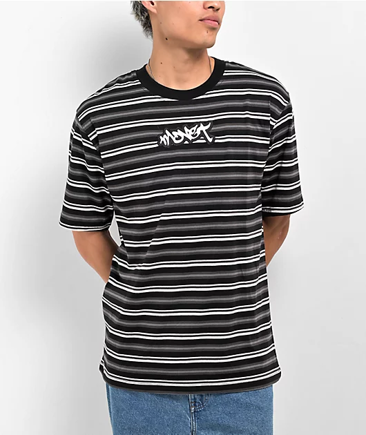 Monet Skateboards Railway Black & Grey Stripe T-Shirt