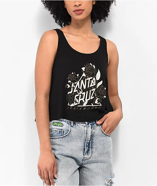 Santa Cruz Not A Dot Black Crop Tank Top