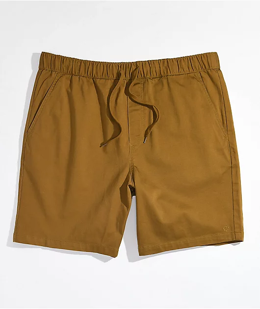 Empyre Dixon Tobacco Brown Elastic Waist Shorts
