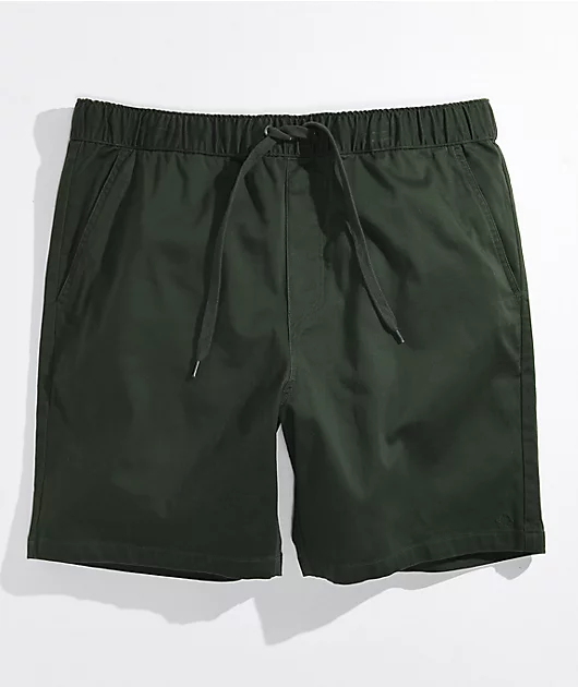 Empyre Dixon Dark Green Elastic Waist Shorts