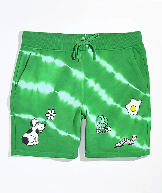 A.LAB Wavelength Green & Blue Tie Dye Sweat Shorts