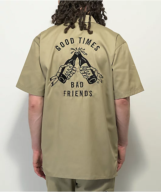 Dickies x Lurking Class by Sketchy Tank Good Times Beige Short Sleeve Work Shirt