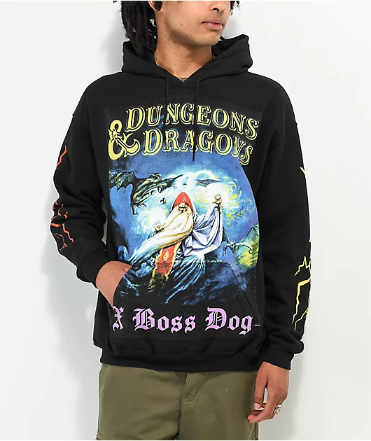 Boss Dog x Dungeons & Dragons Wizard Black Hoodie