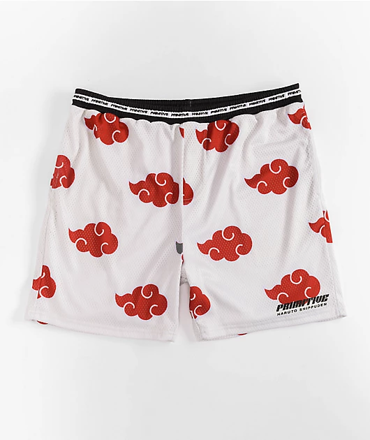 Primitive x Naruto Shippuden Akatsuki White Mesh Shorts