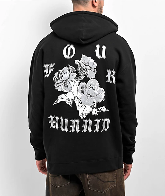 4Hunnid Chrome Roses Black Hoodie