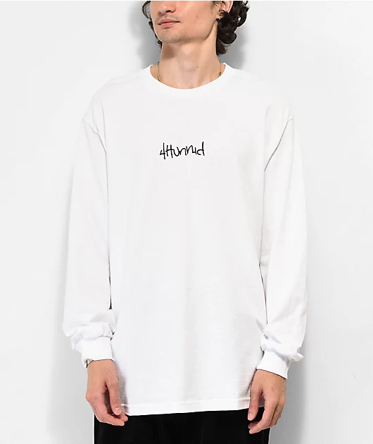 4Hunnid 4H Rosary White Long Sleeve T-Shirt