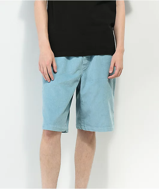 Empyre Elastic Waist Light Blue Corduroy Skate Shorts