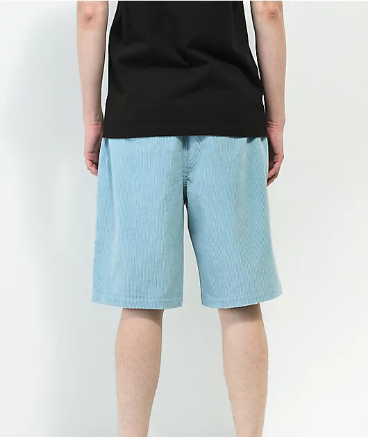 Empyre Elastic Waist Light Blue Corduroy Skate Shorts