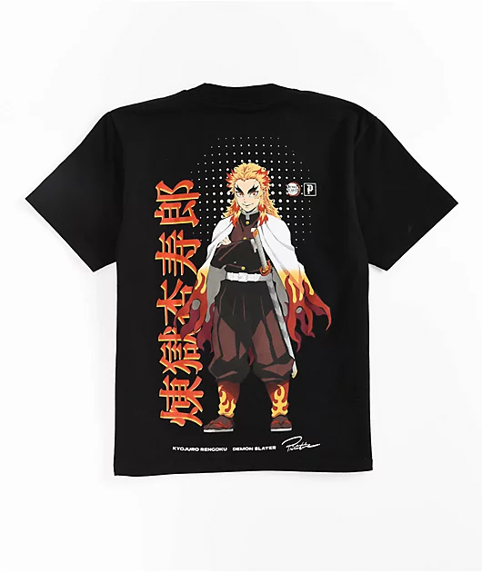 Primitive x Demon Slayer Kids Kyojuro Black T-Shirt
