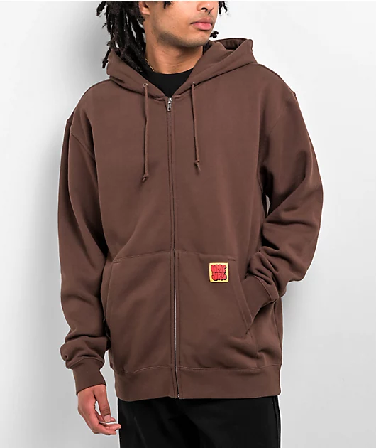 Empyre Graffiti Patch Logo Brown Zip Hoodie