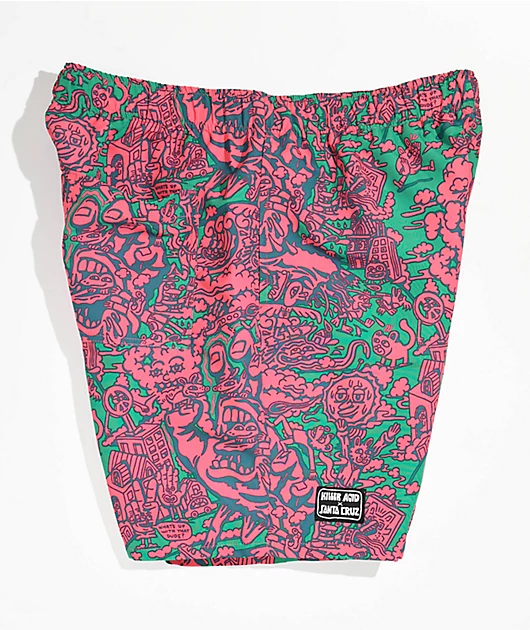 Killer Acid x Santa Cruz Little Hand Pink & Green Board Shorts