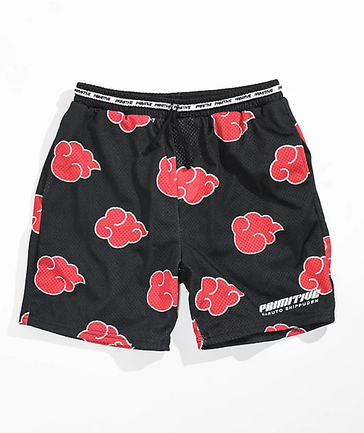 Primitive x Naruto Shippuden Akatsuki Black Mesh Shorts