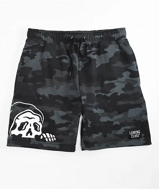 Lurking Class by Sketchy Tank Black Camo Sweat Shorts