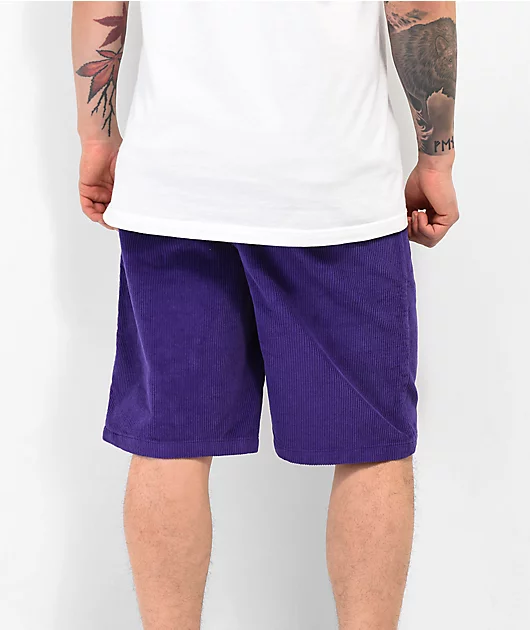 Empyre Loose Fit Purple Corduroy Skate Shorts