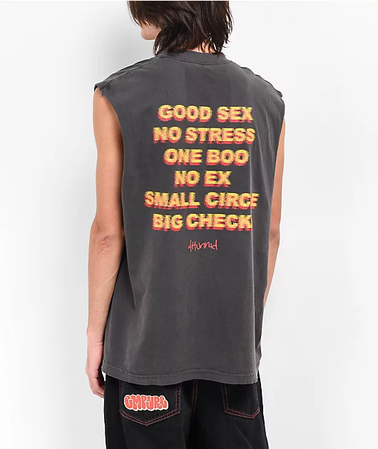4Hunnid Good Sex Black Wash Muscle Tank Top