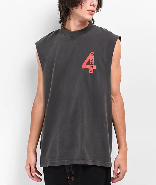 4Hunnid Good Sex Black Wash Muscle Tank Top