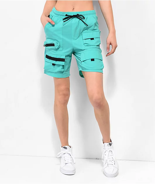 American Stitch Green Nylon Cargo Shorts