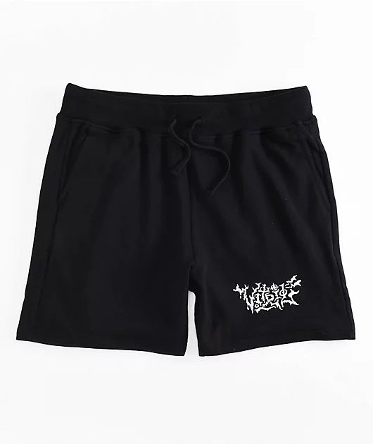 Vitriol Etched Black Sweat Shorts