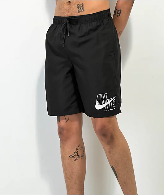 Nike Swim Logo 9\" Black Board Shorts