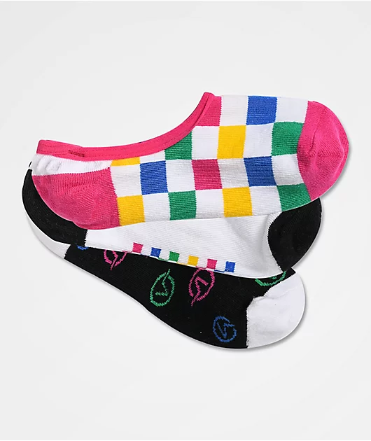 Vans Canoodle Check Block 3 Pack No Show Socks
