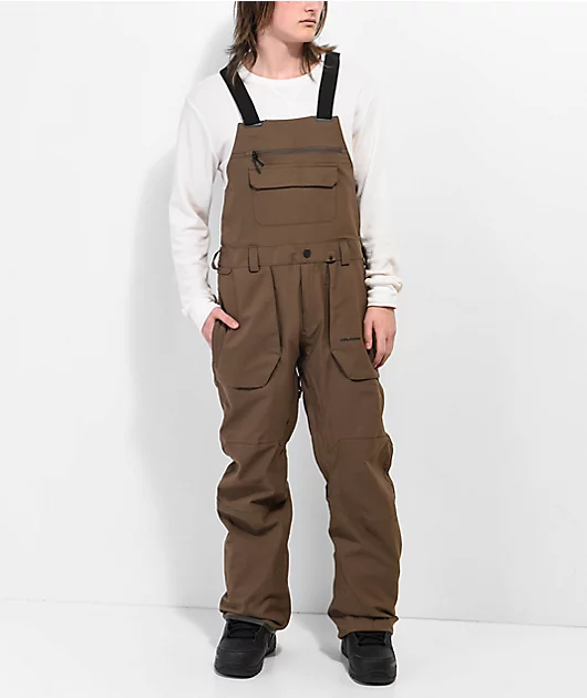Volcom Roan Brown 15K Bib Snowboard Pants