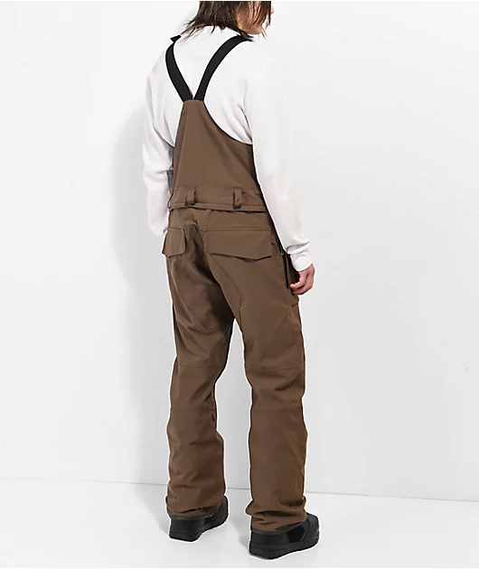 Volcom Roan Brown 15K Bib Snowboard Pants