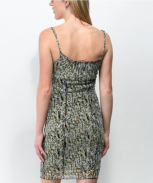 Lunachix Abstract White & Navy Mesh Dress