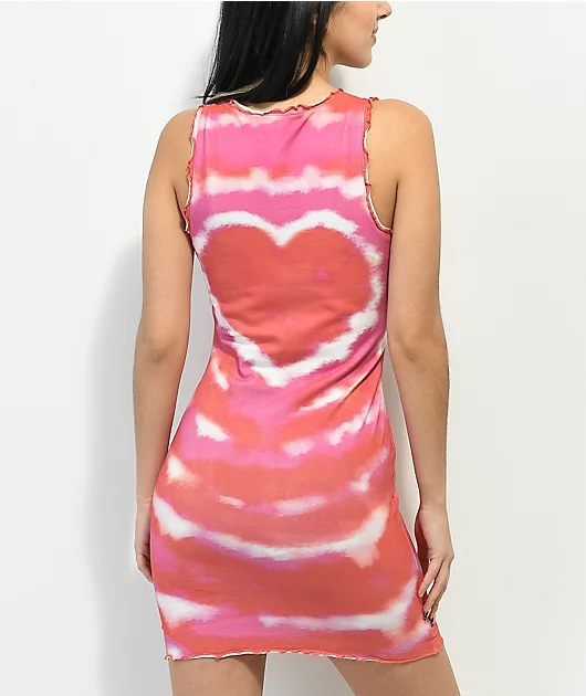Your Highness Groovy Baby Red Tie Dye Mini Dress