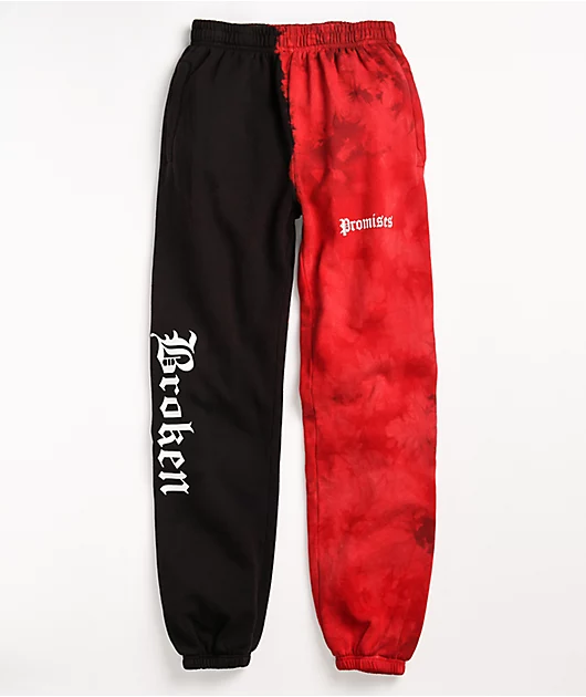 Broken Promises Split Dye Red & Black Sweatpants