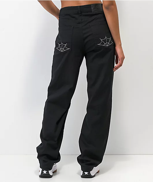 Lurking Class by Sketchy Tank Web Black Wide Leg Denim Jeans