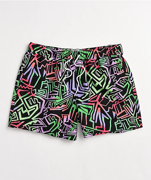 Empyre Ollie Geo Black & Multi Board Shorts