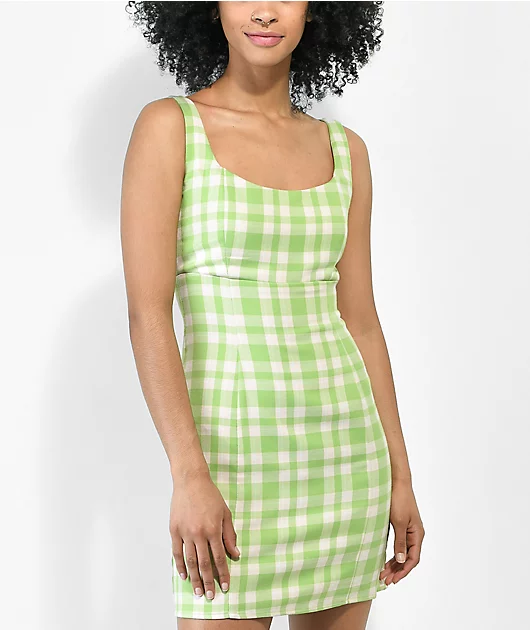 Empyre Sasha Green Plaid Tank Dress