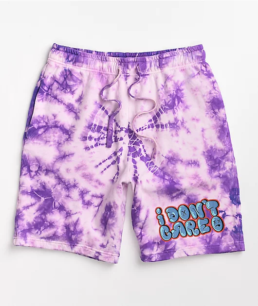 Empyre I Don't Care Purple Tie Dye Sweat Shorts