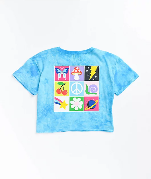 A-Lab Ballina Mushroom Blue Tie Dye Crop T-Shirt