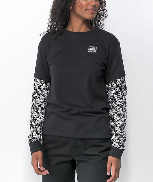 Lurking Class by Sketchy Tank 2Fer Reaper Black Long Sleeve T-Shirt
