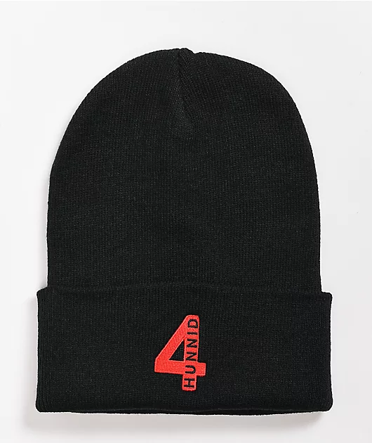 4Hunnid 4 Logo Black Beanie