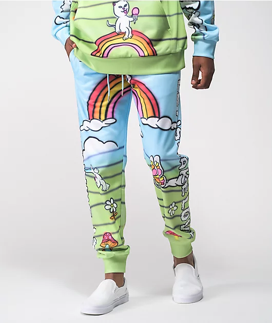 RIPNDIP Let's Make Love Blue & Green Jogger Sweatpants