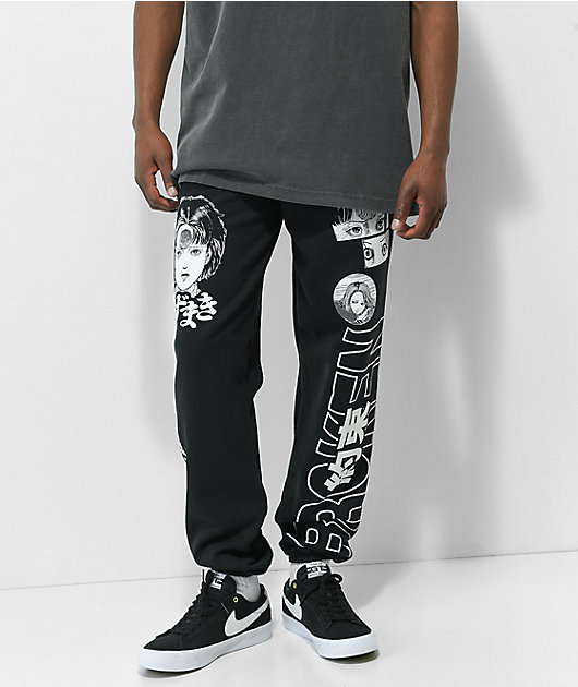 Broken Promises x Junji Ito I Don't Care Black Sweat Pants