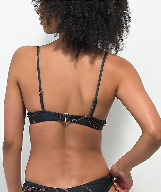 SWIXXZ Orange Lightning Triangle Bikini Top