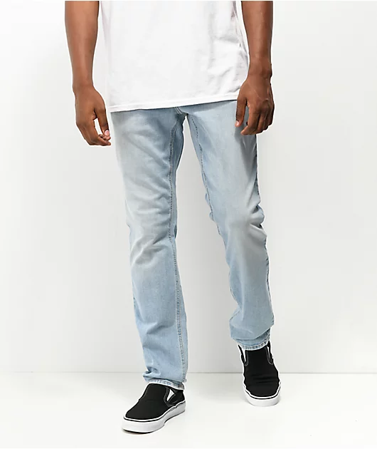 Empyre Skeletor Sprinted Light Blue Denim Skinny Jeans