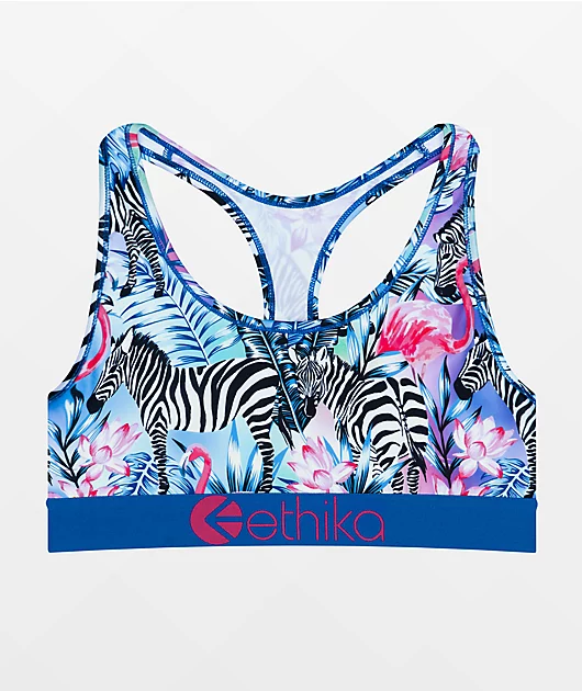 Ethika Zebra Paradise Blue Sports Bra