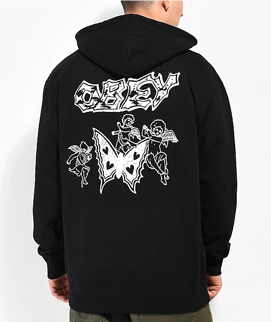 Obey Butterfly Cherubs Black Zip Hoodie