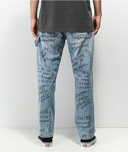 Broken Promises Triple Text Light Blue Carpenter Jeans