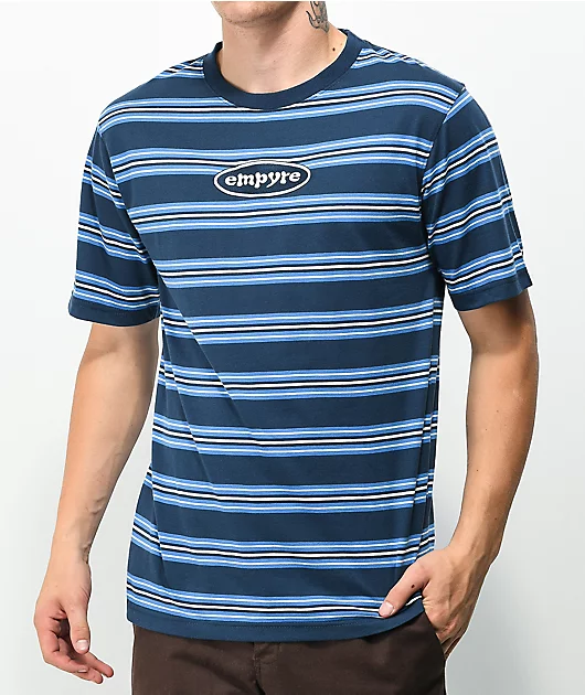 Empyre Scripts Blue, Navy & White Stripe Knit T-Shirt