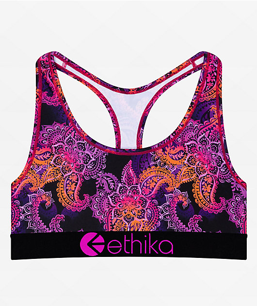 Ethika Water Paisley Purple Sports Bra