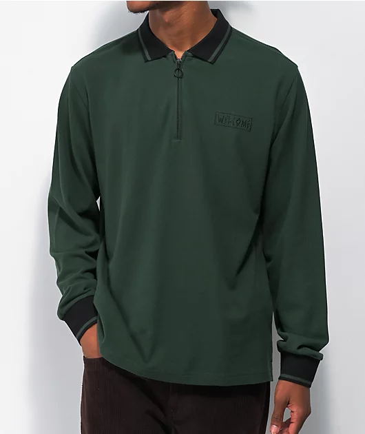 Welcome Parliament Green Long Sleeve Polo Shirt