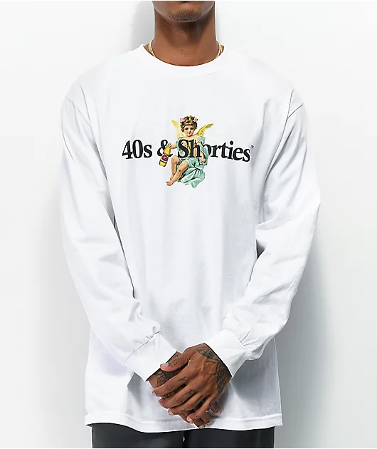 40s & Shorties Angel Logo White Long Sleeve T-Shirt
