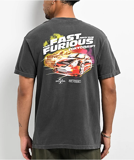 Key Street x Fast & Furious Tokyo Drift Black Wash T-Shirt