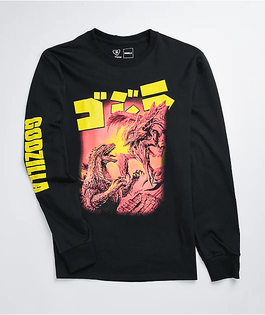 Crunchyroll x Godzilla Faded Black Long Sleeve T-Shirt